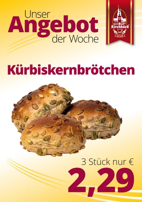 Zum Kirchbäck Burgstädt: 3 Kürbiskernbrötchen 2,29 €