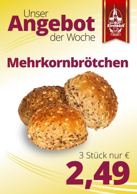 Zum Kirchbäck Burgstädt: 3 Mehrkornbrötchen, 2,49 €