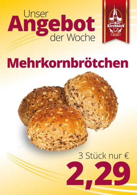 Zum Kirchbäck Burgstädt: 3 Mehrkornbrötchen 2,29 €
