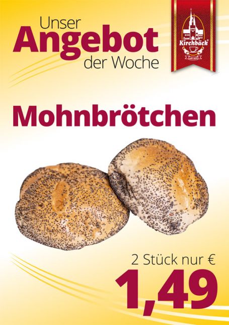 Zum Kirchbäck Burgstädt: 2 Mohnbrötchen 1,49 €