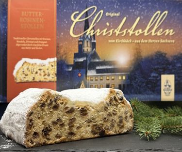 Angeschnittener Butter-Rosinenstollen