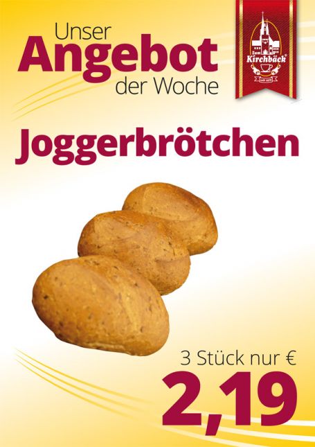 Zum Kirchbäck Burgstädt: 3 Joggerbrötchen 2,19 €