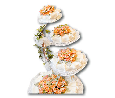 Die Natürliche – Verziert mit Bouquets aus echten kandierten Rosen , diese Torte können Sie ganz individuell
an Ihre Tischdekoration oder auch den Brautstrauß anpassen.