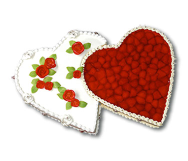 Ein Herz für zwei – Das gemischte Doppel aus Sahne und Fruchttorte bietet für jeden Geschmack etwas.